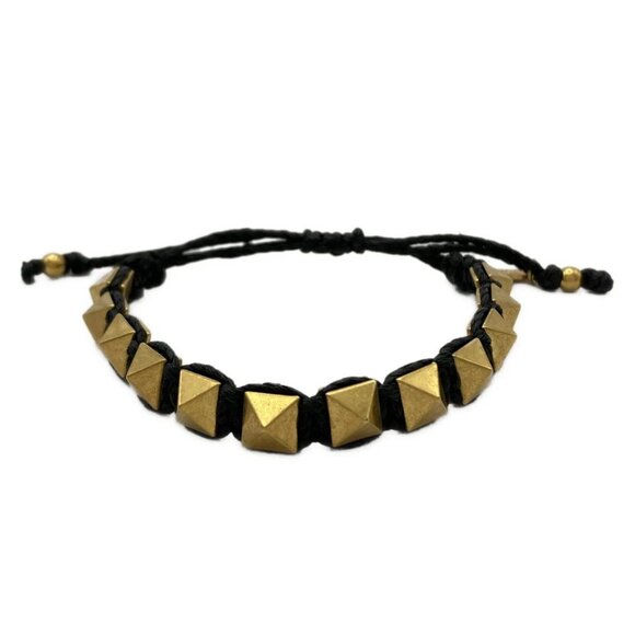 VALENTINOGARAVANI - Gold Black Hardware Natural Fiber Bangle 132-081225 - Picture 1 of 4
